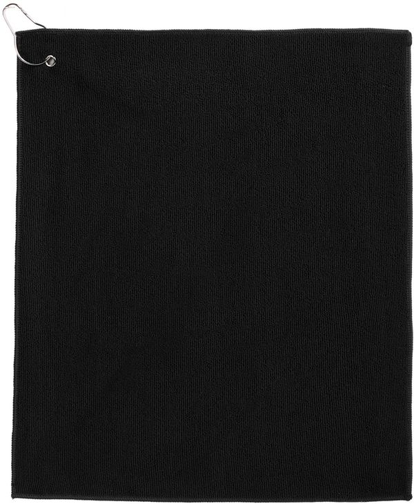 Am image of a Custom Recycled 300g Terry Polyester Towel 15 in x 18 in in Black!