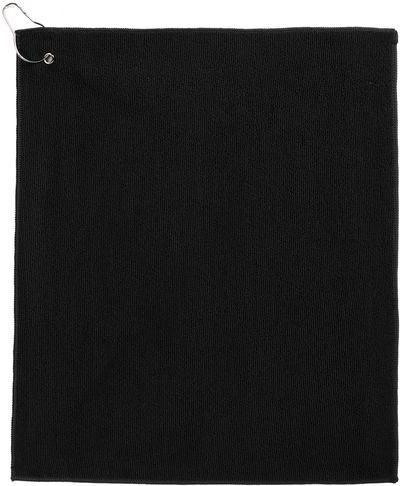 Am image of a Custom Recycled 300g Terry Polyester Towel 15 in x 18 in in Black!