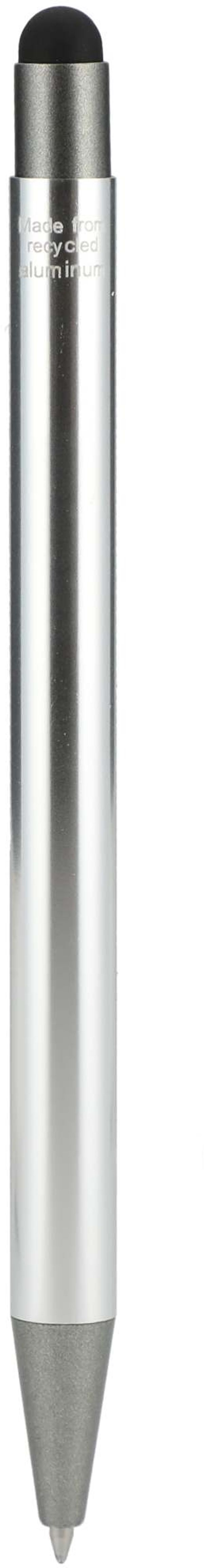 Am image of a Custom Recycled Aluminum Gel Ballpoint Stylus in Silver!