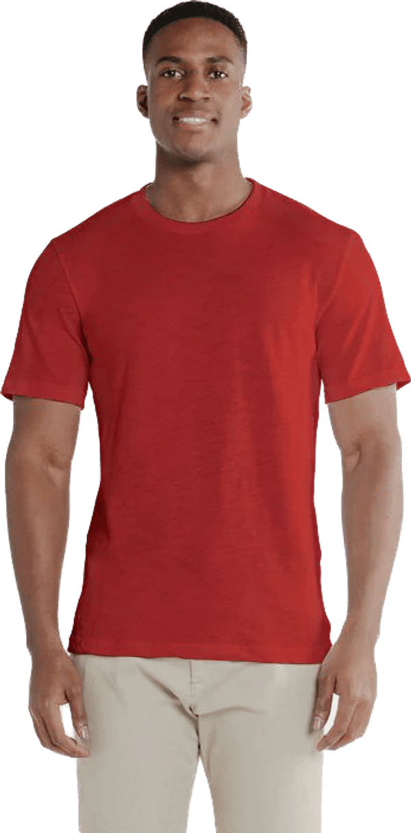 Am image of a Custom Redwood Classics Granville Tee in Canadian Red!