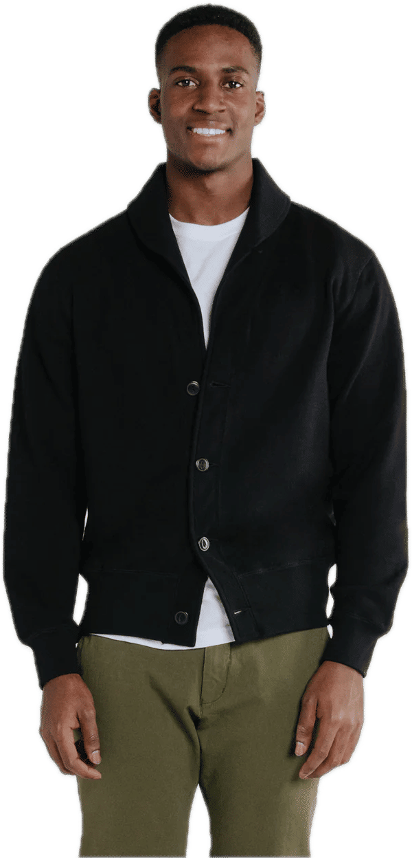 Am image of a Custom Redwood Classics Hector Cardigan in Black!
