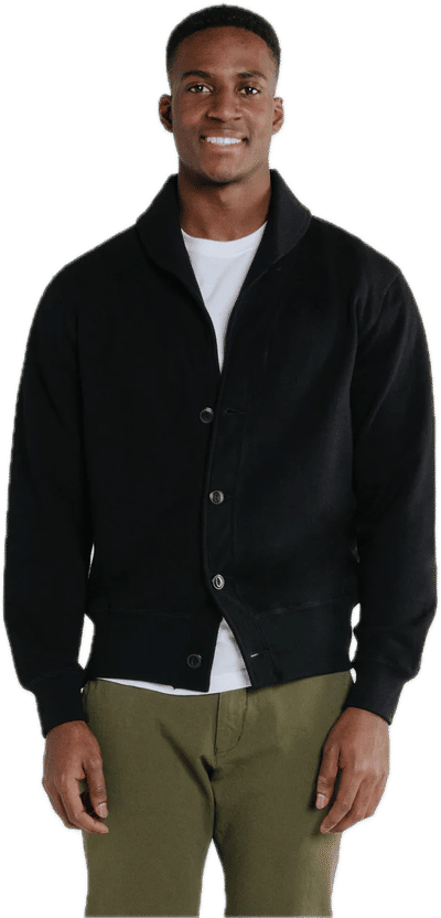 Am image of a Custom Redwood Classics Hector Cardigan in Black!