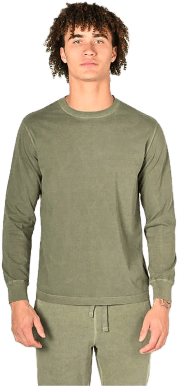 Am image of a Custom Redwood Classics Mountain Tee in Olive Sand!