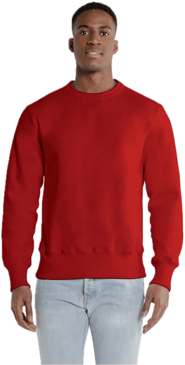 Am image of a Custom Redwood Classics Sculpin Crewneck in Canadian Red!