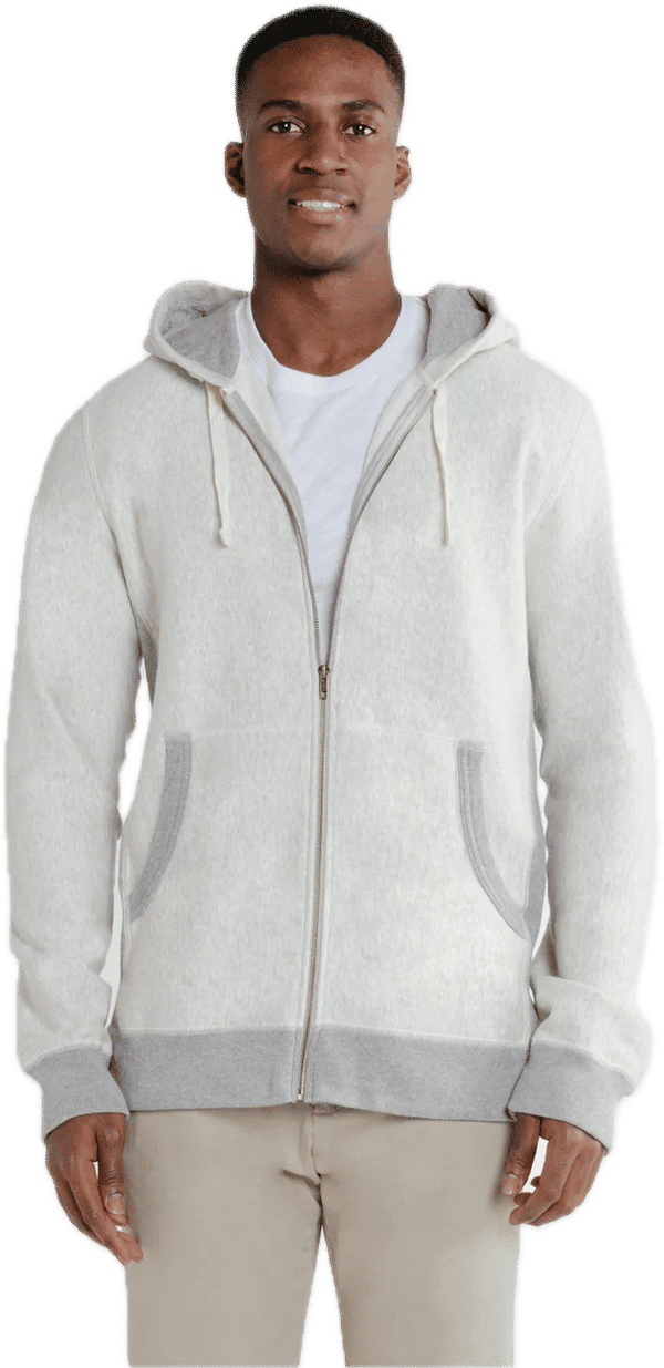 Am image of a Custom Redwood Classics Stutfield Hoody in Eggshell Mix w/ Grey mix ribbing!