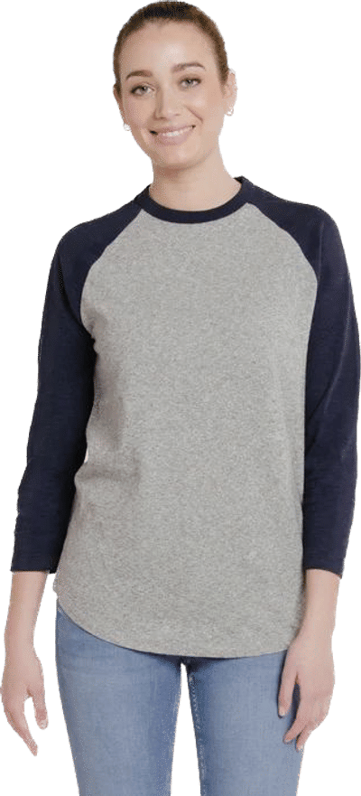 Am image of a Custom Redwood Classics Townball Tee in Antique Grey/ Midnight Navy!