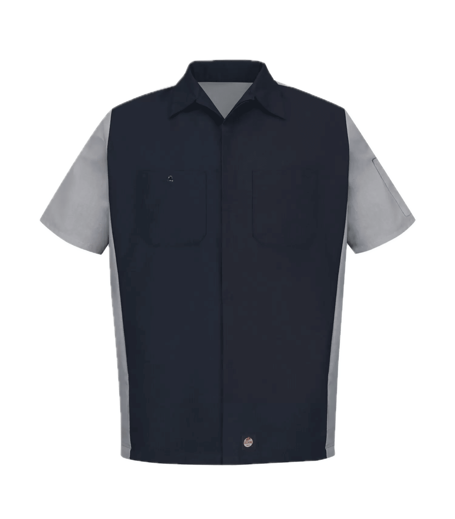 Red Kap Short Sleeve Woven Crew Shirt in Navy/Grey