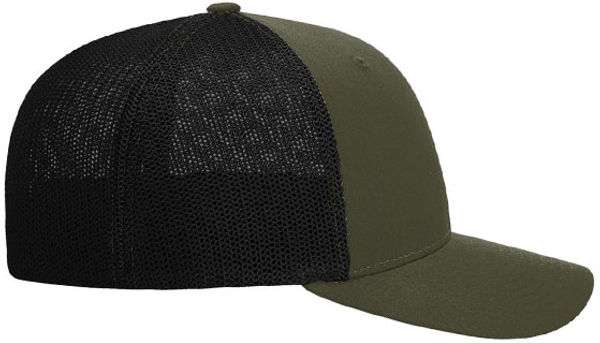 An image of a Custom Richardson Fitted Trucker with R Flex in Loden/Black!