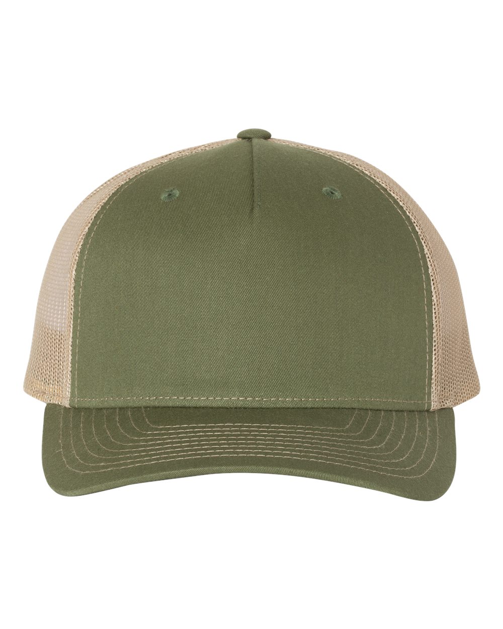 Richardson Five Panel Trucker in Army Olive Green/Tan