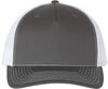 Am image of a Custom Richardson Five Panel Trucker in Charcoal/White!