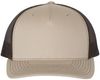 An image of a Custom Richardson Five Panel Trucker in Khaki/Coffee!