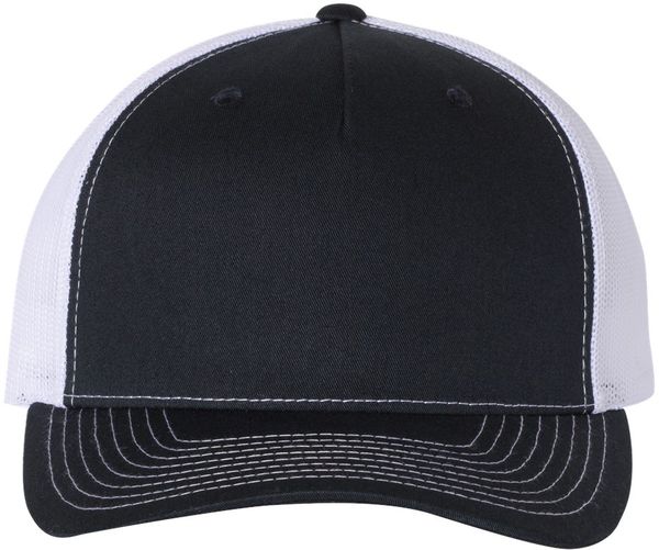 Am image of a Custom Richardson Five Panel Trucker in Navy/White!