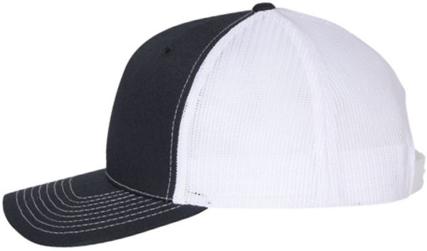 An image of a Custom Richardson Five Panel Trucker in Navy/White!