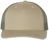 Am image of a Custom Richardson Five Panel Trucker in Pale Khaki/Loden Green!
