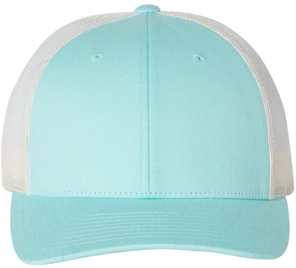 Am image of a Custom Richardson Low Pro Trucker Cap in Aruba Blue/Birch!