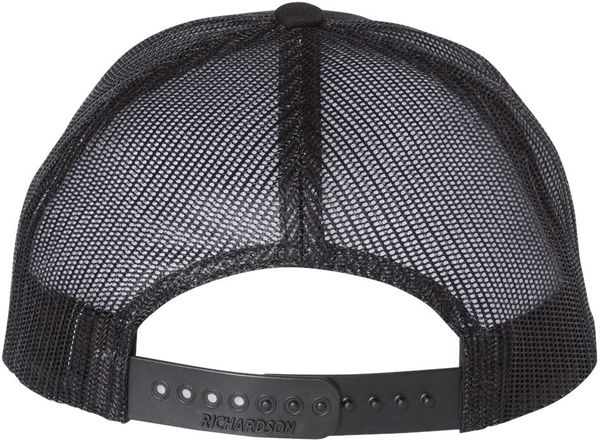 Am image of a Custom Richardson Low Pro Trucker Cap in Black!
