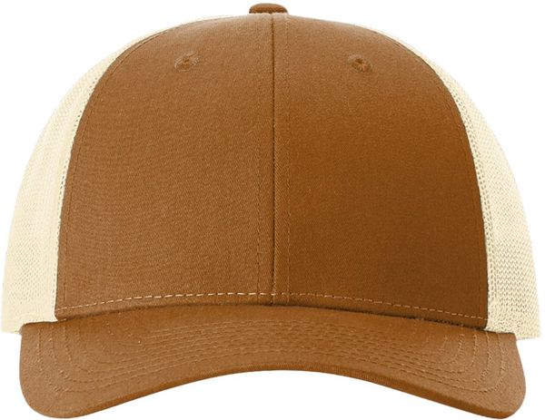 Am image of a Custom Richardson Low Pro Trucker Cap in Carmel/Birch!