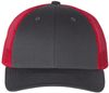 Am image of a Custom Richardson Low Pro Trucker Cap in Charcoal/Red!