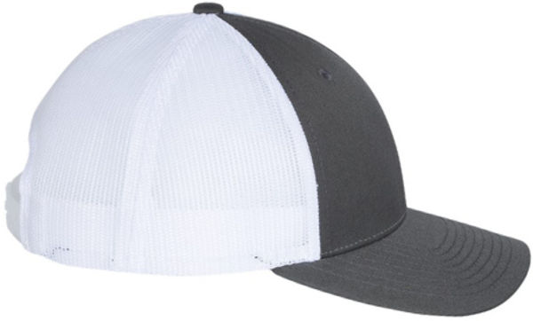 An image of a Custom Richardson Low Pro Trucker Cap in Charcoal/White!