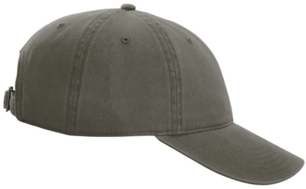 An image of a Custom Richardson Peach Twill Dad Hat in Army Green!