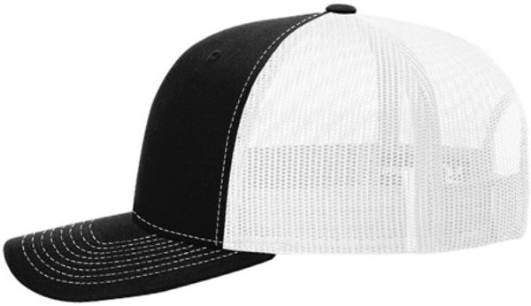 An image of a Custom Richardson Snapback Trucker Cap in Black/White!