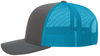 An image of a Custom Richardson Snapback Trucker Cap in Charcoal/Neon Blue!
