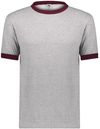 An image of a Custom Augusta Sportswear Ringer T Shirt in Athletic Heather/Maroon!