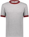 An image of a Custom Augusta Sportswear Ringer T Shirt in Athletic Heather/Red!