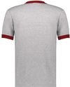 An image of a Custom Augusta Sportswear Ringer T Shirt in Athletic Heather/Red!