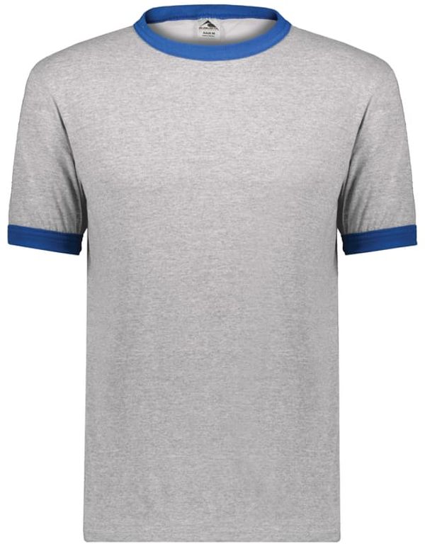 An image of a Custom Augusta Sportswear Ringer T Shirt in Athletic Heather/Royal!