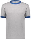 An image of a Custom Augusta Sportswear Ringer T Shirt in Athletic Heather/Royal!