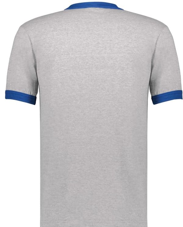 An image of a Custom Augusta Sportswear Ringer T Shirt in Athletic Heather/Royal!