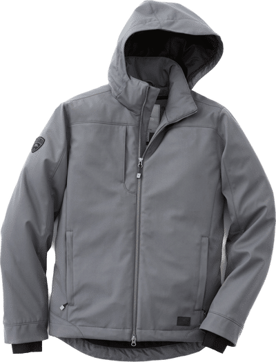 Am image of a Custom Roots73 Northlake Insulated Softshell Jacket in charcoal!