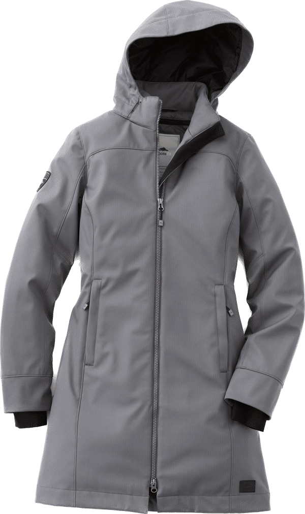 Am image of a Custom Roots73 Womens Northlake Insulated Softshell Jacket in Charcoal!