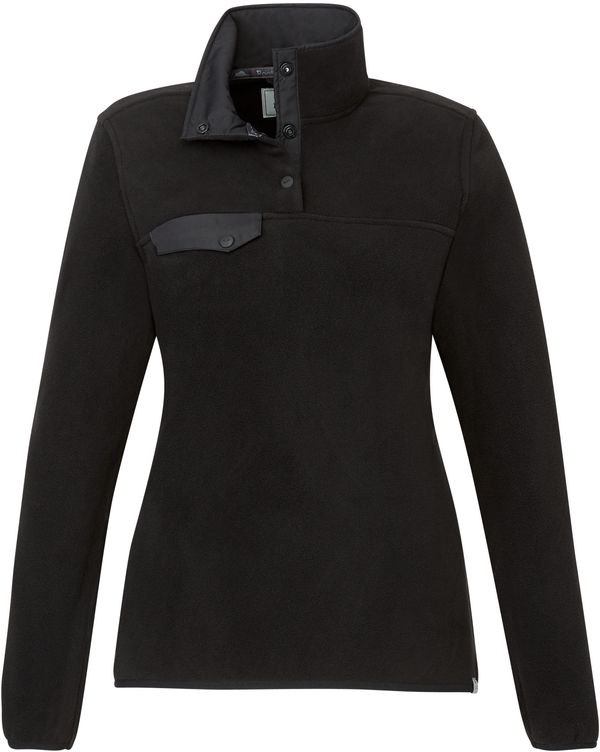 An image of a Custom Roots73 Womens Westville Eco Microfleece Pullover in Black!