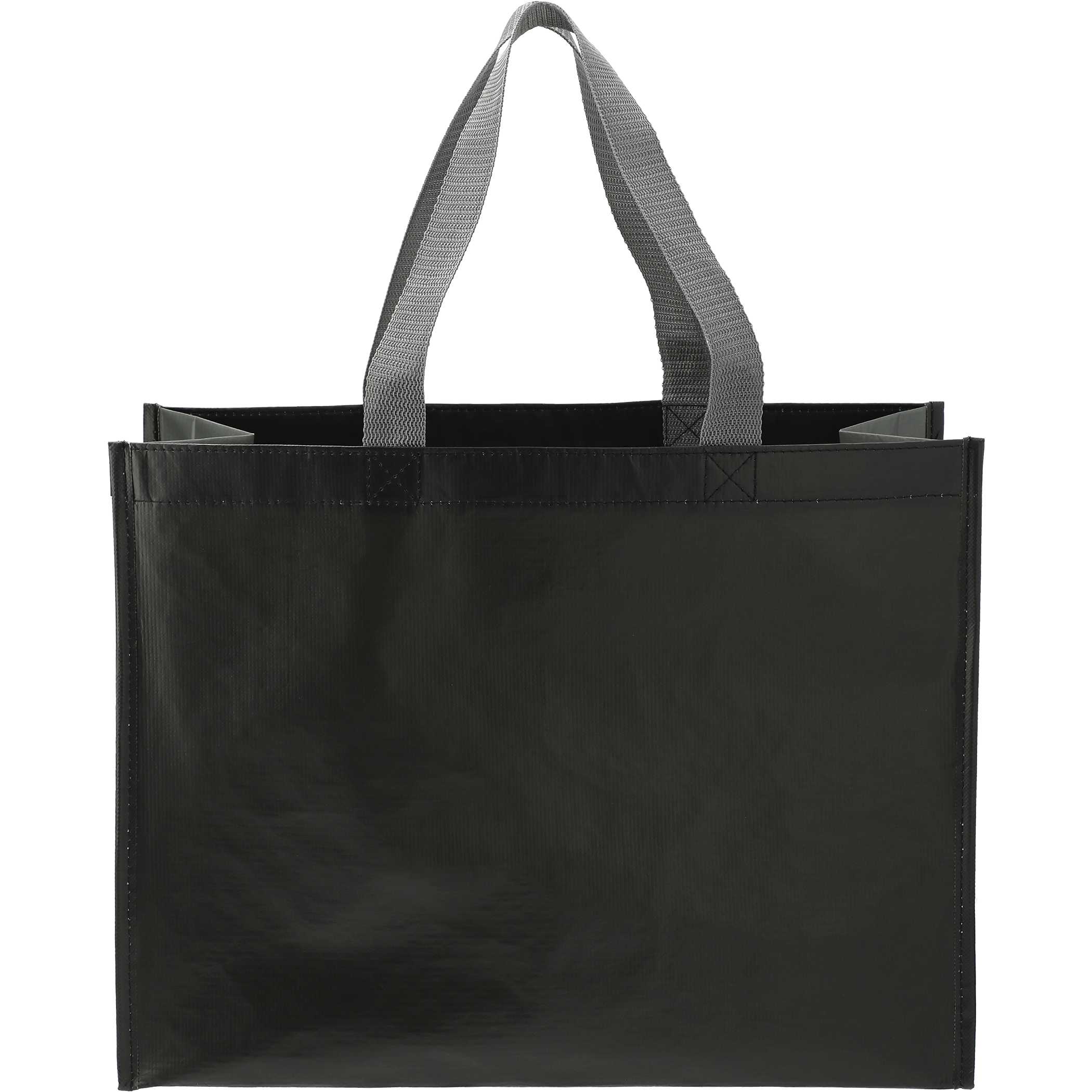 RPET Laminated Matte Shopper Tote in Black/Grey
