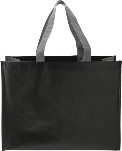 Am image of a Custom RPET Laminated Matte Shopper Tote in Black/Grey!