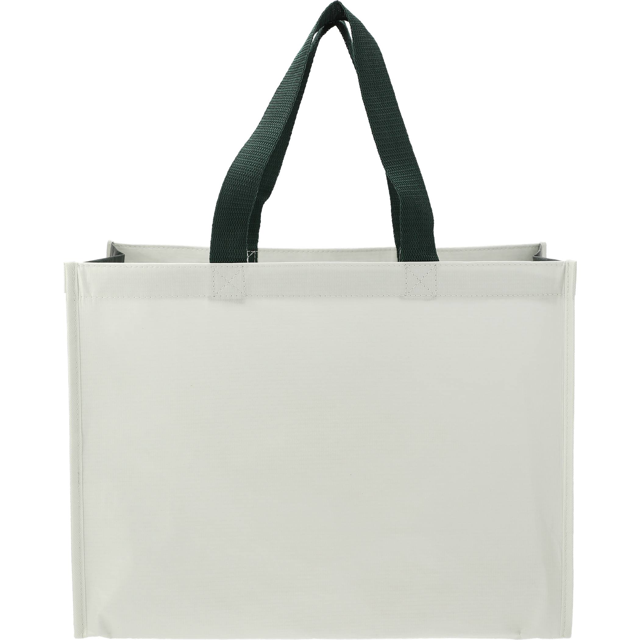 RPET Laminated Matte Shopper Tote in Natural/Hunter Green