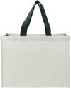 Am image of a Custom RPET Laminated Matte Shopper Tote in Natural/Hunter Green!