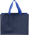 Am image of a Custom RPET Laminated Matte Shopper Tote in Royal/Navy!