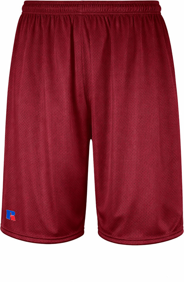 An image of a Custom Russell Athletics Youth Dri Power Mesh Shorts in Cardinal!