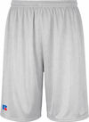 An image of a Custom Russell Athletics Youth Dri Power Mesh Shorts in Grid Iron Silver!