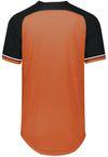 An image of a Custom Russell Athletic Classic V Neck Jersey in Burnt Orange/Black/White!