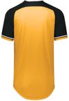 An image of a Custom Russell Athletic Classic V Neck Jersey in Gold/Black/White!