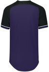An image of a Custom Russell Athletic Classic V Neck Jersey in Purple/Black/White!