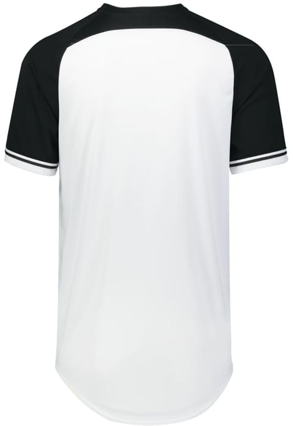 An image of a Custom Russell Athletic Classic V Neck Jersey in White/Black/White!