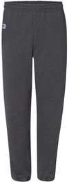 Am image of a Custom Russell Athletic DriPower Closed Bottom Sweatpants with Pockets in Black Heather!