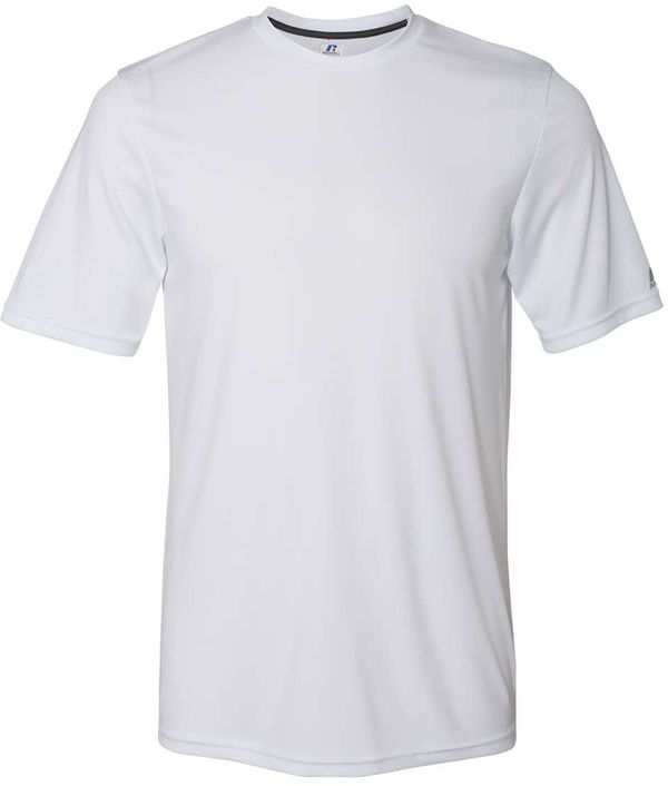 An image of a Custom Russell Athletic Dri Power Core Performance Tee in White!