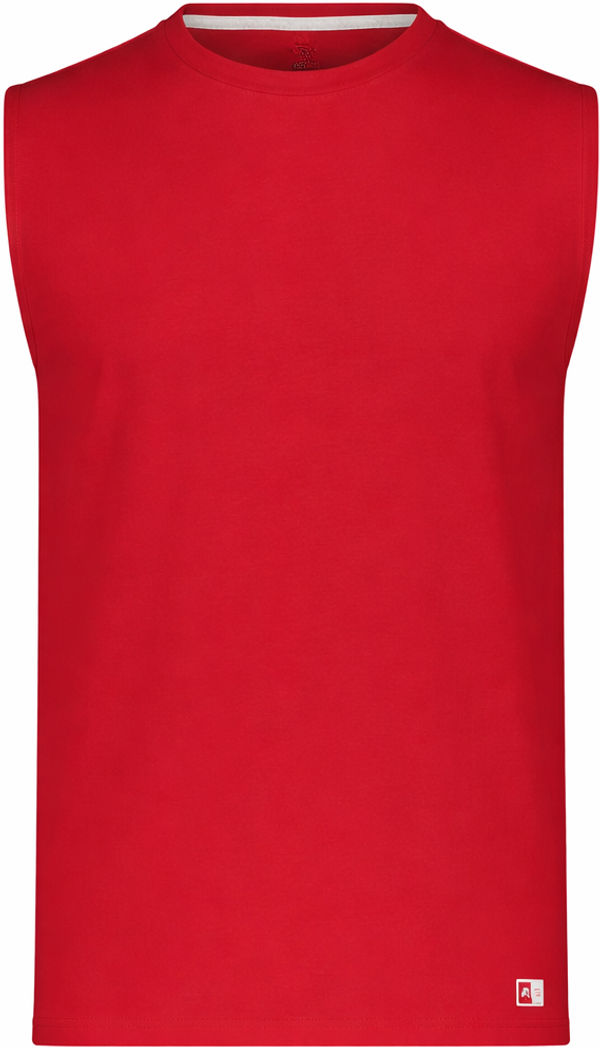 An image of a Custom Russell Athletic Essential Muscle Tee in True Red!