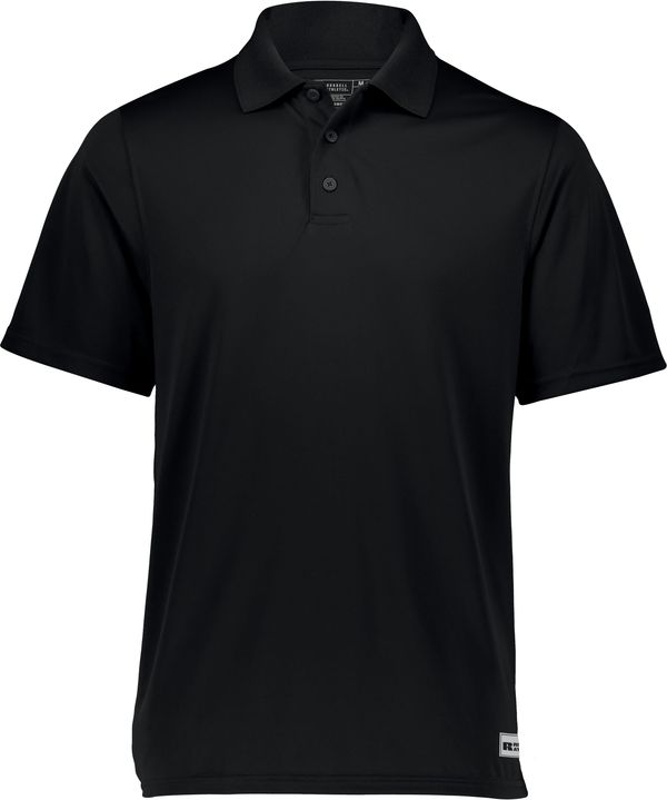 An image of a Custom Russell Athletic Essential Polo in Black!